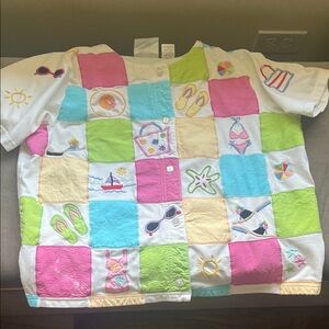 Michael Simon Beach life Patchwork Button Down. Believed to be vintage